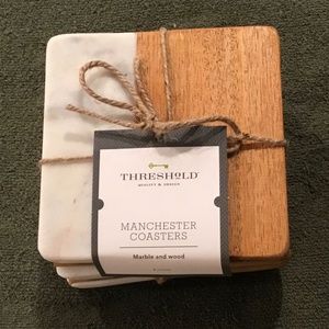 Threshold Manchester Coasters - Marble And Wood 4 Count